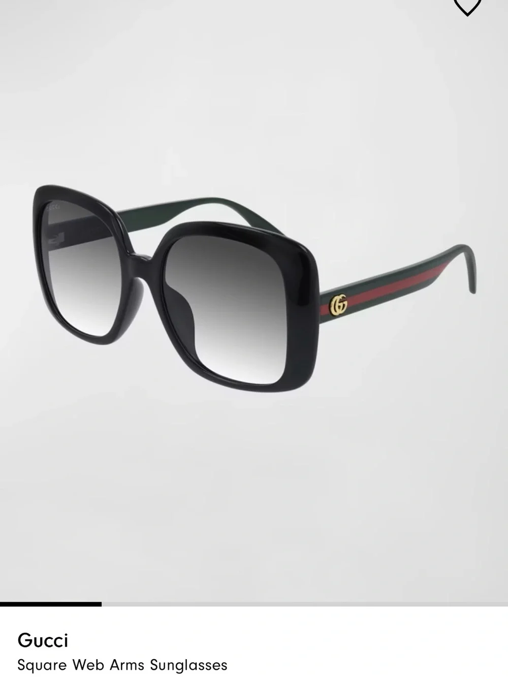 Gucci Women’s Black Frames with Green and Red Stripe Temples Sunglasses